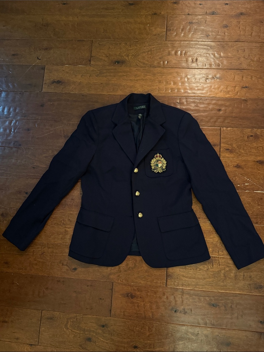 Ralph Lauren Navy crested wool blazer